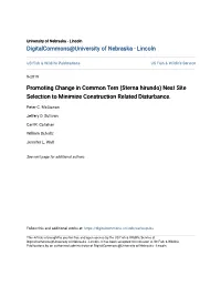 Promoting Change in Common Tern (Sterna Hirundo) Nest Site Selection to Minimize Construction Related Disturbance