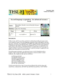 Second Language Acquisition: an Advanced Resource Book