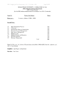 Shipping and Port Management) -2011-12 Onwards – SDE Page 1 of 10