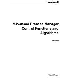 Advanced Process Manager Control Functions and Algorithms