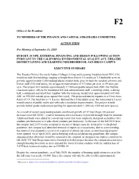 Budget, Scope, External Financing, and Design Following Action
