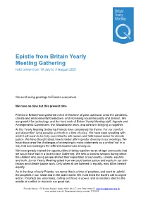 Read the Epistle of Britain Yearly Meeting 2021