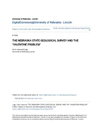 The Nebraska State Geological Survey and the "Valentine Problem"
