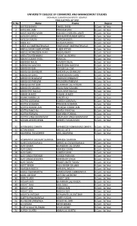 UNIVERSITY COLLEGE of COMMERCE and MANAGEMENT STUDIES MOHANLAL SUKHADIA UNIVERSITY, UDAIPUR FINAL ELECTROL LIST 2018 Sr.No