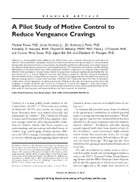 A Pilot Study of Motive Control to Reduce Vengeance Cravings
