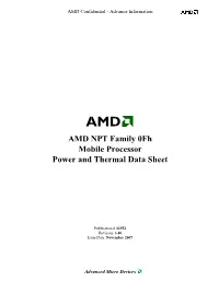 AMD NPT Family 0Fh Mobile Processor Power and Thermal Data Sheet