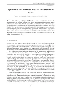Implementation of the CSR Principles in the Czech Football Environment