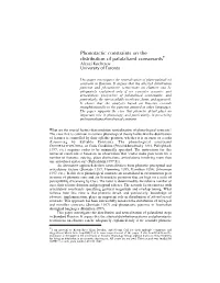 Phonotactic Constraints on the Distribution of Palatalized Consonants* Alexei Kochetov University of Toronto