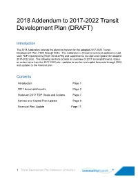2018 Addendum to 2017-2022 Transit Development Plan (DRAFT)