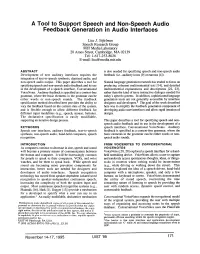 A Tooi to Support Speech and Non-Speech Audio Feedback Generation in Audio Interfaces