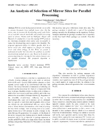 An Analysis of Selection of Mirror Sites for Parallel Processing