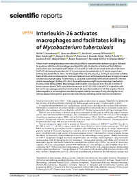 Interleukin-26 Activates Macrophages and Facilitates Killing Of
