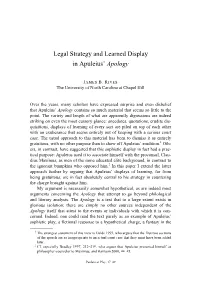 Legal Strategy and Learned Display in Apuleius' Apology