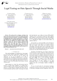 Legal Testing on Hate Speech Through Social Media