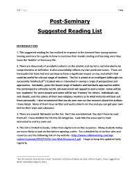 Post-Seminary Suggested Reading List