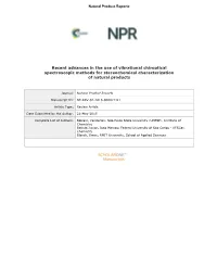 Recent Advances in the Use of Vibrational Chiroptical Spectroscopic Methods for Stereochemical Characterization of Natural Products