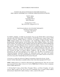 Testing the Effectiveness of Consumer Financial Disclosure: Experimental Evidence from Savings Accounts
