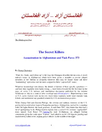 The Secret Killers Assassination in Afghanistan and Task Force 373