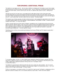 Tori Sparks Additional Press Quotes