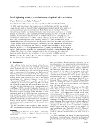 Total Lightning Activity As an Indicator of Updraft Characteristics Wiebke Deierling1 and Walter A