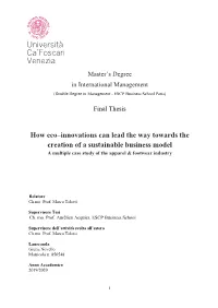 How Eco–Innovations Can Lead the Way Towards the Creation of a Sustainable Business Model a Multiple Case Study of the Apparel & Footwear Industry