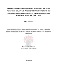 Optimisation and Comparison of a Phenotypic Maldi-Tof