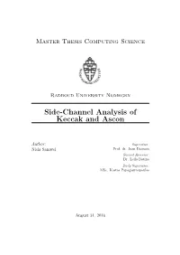 Side-Channel Analysis of Keccak and Ascon