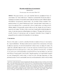 1 the Many-Worlds Theory of Consciousness Christian List* Abstract: This Paper Sketches a New and Somewhat Heterodox Metaphysica