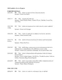 2020 Legislative Service Requests