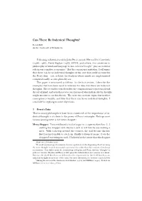 Can There Be Indexical Thoughts?