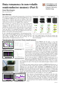 Data Remanence in Non-Volatile Semiconductor Memory (Part I)