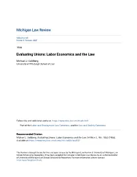 Evaluating Unions: Labor Economics and the Law