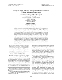 Fleeing the Body: a Terror Management Perspective on the Problem of Human Corporeality