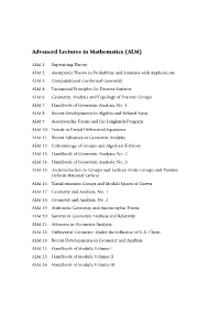 Advanced Lectures in Mathematics (ALM)