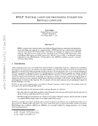 Bnlp: Natural Language Processing Toolkit for Bengali Language