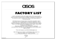 Factory List to Demonstrate Our Pledge to Transparency