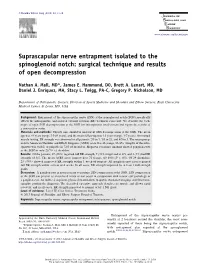 Suprascapular Nerve Entrapment Isolated to the Spinoglenoid Notch: Surgical Technique and Results of Open Decompression