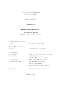 The Principle of Relativity