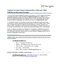 CFTC Rule 1.55(K) and 1.55(O): FCM-Specific Disclosure Document