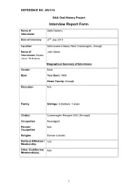 GAA Oral History Project Interview Report Form