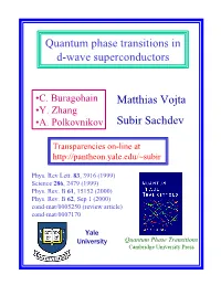 Matthias Vojta Subir Sachdev Quantum Phase Transitions in D