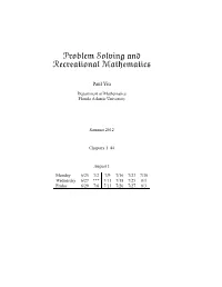 Problem Solving and Recreational Mathematics