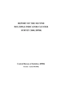 Report of the Second Multiple Indicator Cluster Survey 2000, Dprk