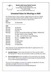 Scheduled Dates for Meetings in 2020