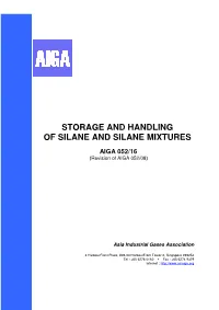 Storage and Handling of Silane and Silane Mixtures