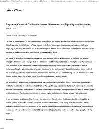 Supreme Court of California Issues Statement on Equality and Inclusion
