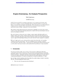 Engine Downsizing - an Analysis Perspective