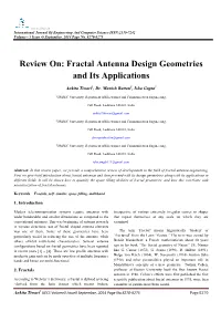 Review On: Fractal Antenna Design Geometries and Its Applications
