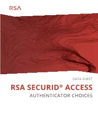 Rsa Securid® Access Authenticator Choices Data Sheet