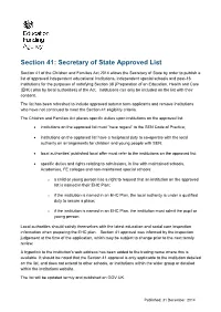 Section 41: Secretary of State Approved List